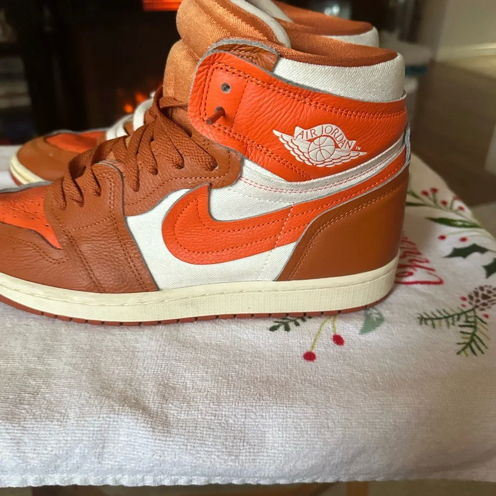 Air Jordan High-Top Sneakers in Orange and Brown - Picture 3 of 5